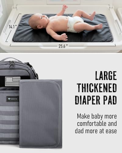 Dinictis Dad Diaper Bag, Mens Diaper Bag Backpack with Diaper Changing Mat, Military Diaper Backpack with Molle Webbing, Waterproof Pouch, Baby Wipes pocket, Insulated Bottle Pockets- Dark Grey - color: Dark Grey