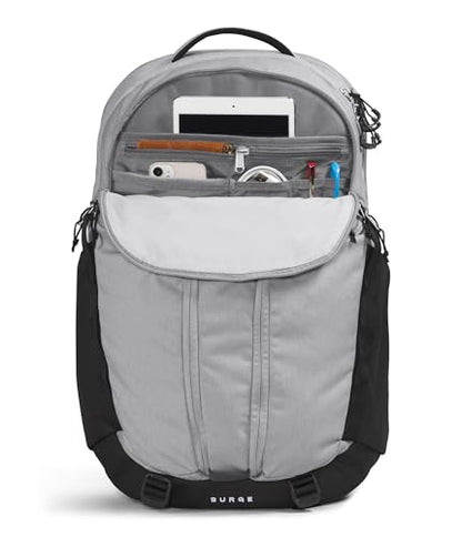 THE NORTH FACE Surge Commuter Laptop Backpack | Daypack With Water Repellent Finish, 16" Laptop Sleeve, Reflective Details - color: Meld Grey Dark Heather/Tnf Black-npf, size: One Size