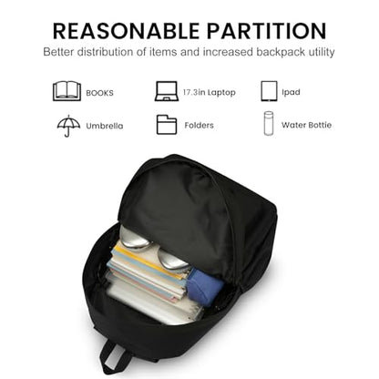 Large Casual Laptop Backpack,School Backpack Large Bookbag with USB for High School College Students Office Business Fits 17.3 Inch Notebook, Black - size: 1Pcs-17.3 Inch