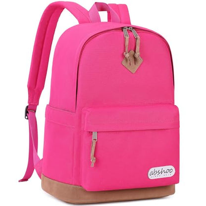 abshoo Large Capacity Backpack For School Teen Gilrs Middle High School Bookbag College Travel Daypack (Hot Pink) - color: Hot Pink