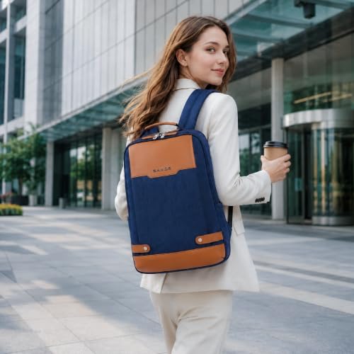 SAKOS Matura 15.6 inch Laptop Backpack with USB Charging Port, Professional Luggage Backpack Carry on Flight - TSA Approved, Water Resistant Backpack for Men & Women with Laptop Compartment - Blue - color: 1. Matura - Blue/Brown