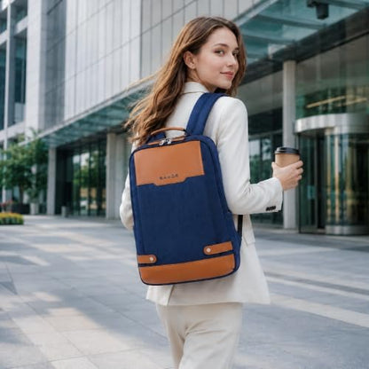SAKOS Matura 15.6 inch Laptop Backpack with USB Charging Port, Professional Luggage Backpack Carry on Flight - TSA Approved, Water Resistant Backpack for Men & Women with Laptop Compartment - Blue - color: 1. Matura - Blue/Brown