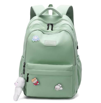 School Backpack for Teen Girls Cute Bookbag for High Middle School College Aesthetic Laptop Back Pack,Green - color: Green
