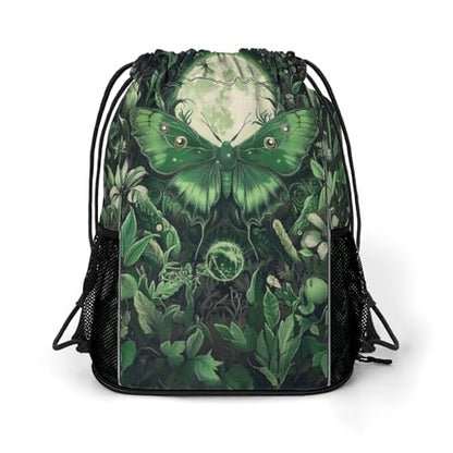 Magical Moth Drawstring Backpack Gym Bag With Shoe Compartment String Bag Sport Beach Swimming Sackpack For Women Men - color: Magical Moth