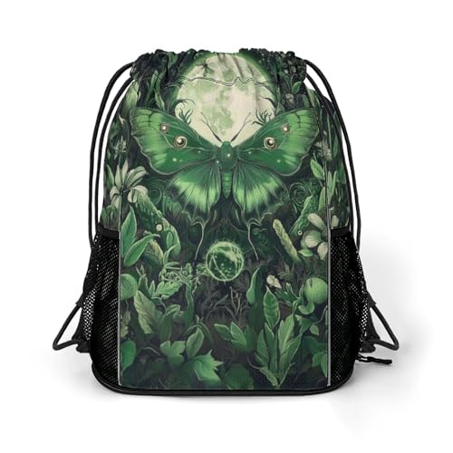 Magical Moth Drawstring Backpack Gym Bag With Shoe Compartment String Bag Sport Beach Swimming Sackpack For Women Men - color: Magical Moth