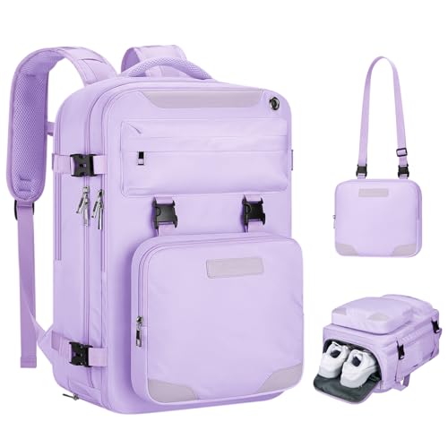 Maelstrom Travel Backpack for Women Men,30L Laptop Backpack Fits 17-Inch Laptop,Carry On Backpack for Airplanes with Crossbody Bag&Shoe Compartment&Toiletry Bag (Purple, Large) - color: Purple, size: C.17.3 inch-Standard