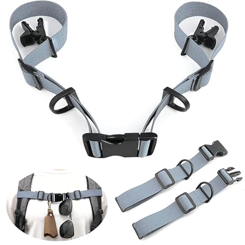 2 Pcs Adjustable Backpack Sternum Straps Chest Belt Hardness Strap with Anti-slip Fixed Clips for Camping Hiking - color: Grey