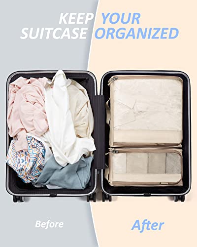 BAGSMART Keep Shape Packing Cubes, 7 Set for Travel, Lightweight Cubes, Suitcase Organizer Bags Set for Essentials