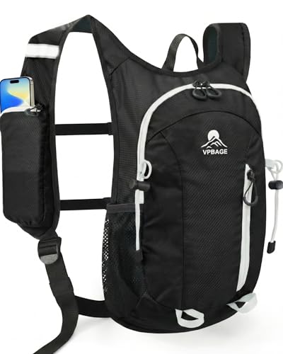 Foldable Small Hiking Backpack with 3 Strap Pockets – Lightweight 300D Spill-proof Daypack for Men Women – Packable Small Travel Backpack with Chest Strap & Trekking Pole Holder – Durable Outdoor Bag - color: Black