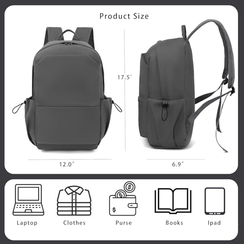 YGR Laptop Backpack for Women and Men, Waterproof Lightweight Travel Daily Rucksack Casual 15.6 inches Computer Bags for College, Grey - color: Grey