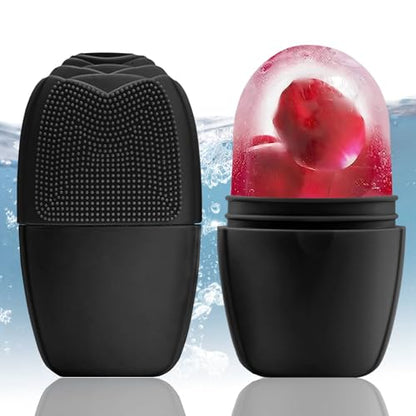 XHJRI Ice Face Roller Massager,Ice Cube Roller for Face, Eyes and Neck Naturally Conditioning and Skin Care,De-Puff Eye Bags,Reduce Migraine Pain,Reusable Massage Silicone Ice Mold (New Black) - color: New Black