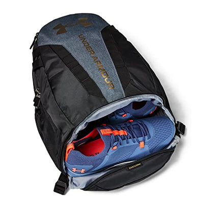 Under Armour Unisex Hustle 5.0 Backpack - color: (004) Black / Black Medium Heather / Metallic Gold Luster