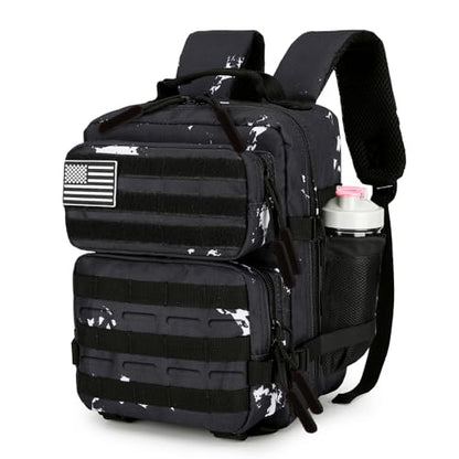 9L Mini Tactical Backpack for Men and Women Tactical Backpack Small for Hiking Small Tactical Bag Fitness Pack - color: Black & White Dots