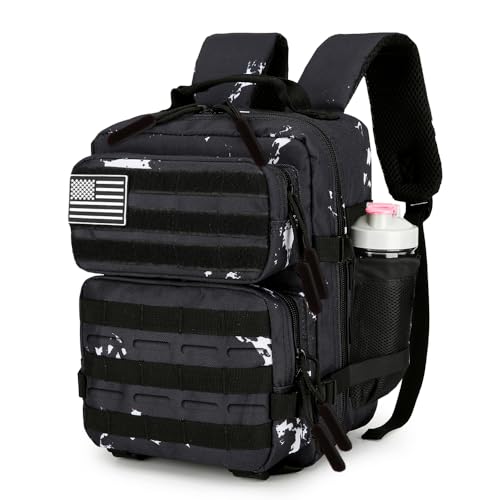 9L Mini Tactical Backpack for Men and Women Tactical Backpack Small for Hiking Small Tactical Bag Fitness Pack - color: Black & White Dots