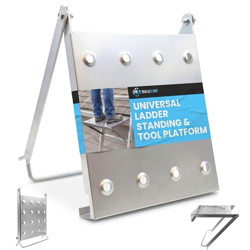 Universal Ladder Platform Attachment 11.8" x 10.4", 400 LBS Capacity, Non-Slip Aluminum Alloy, Fits All Ladder Types, Adjustable Height Mount for Painting, HVAC & Electrical
