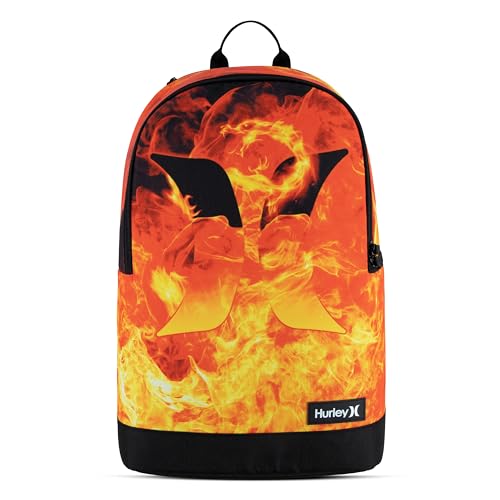 Hurley Unisex-Kids Graphic Backpack, Fire, One Size - color: Fire