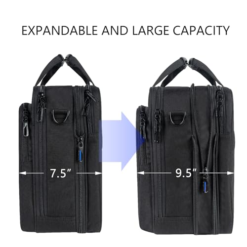 VANKEAN 17.3" Expandable Laptop Briefcase for Travel & Business - color: Black-blue, size: 17.3 Inch