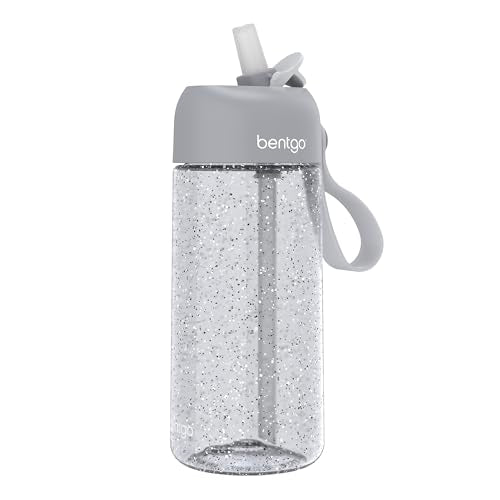 Bentgo Kids Water Bottle - Leak-Proof, Durable Tritan, BPA-Free 15 oz. Cup for Kids/Toddlers Ages 3+, Bite & Sip Spout, Carrying Handle, & Dishwasher Safe for School (Glitter Edition - Silver) - color: Glitter Edition - Silver