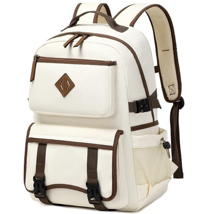 Laptop Backpack 15 -17 Inch for Women Men Large College Bookbag Elementary Middle High School Bag for Kids Teens Girls Boys Student Waterproof Travel Backpacks Book Rucksack Work Daypack Beige - color: Beige