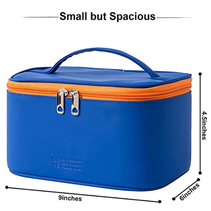Meiyuuo Makeup Bag Large Cosmetic Bags for Women Girls Cute Travel Zipper Pouch Toiletry Organizer for Beauty Essentials Waterproof (Navy Blue) - color: Navy Blue