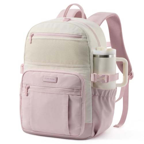 LOVEVOOK Laptop Backpack for Women with Giant Tumbler Holder - DIY Cute 15.6Inch Work Computer Travel Backpack with Laptop Compartment, Large Capacity College Commuter Teacher Purse Bag, Gift Pink - color: Beige - Light Pink, size: 15.6 Inch