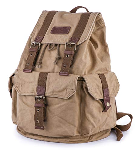 GOOTIUM 21101KA Specially High Density Thick Canvas Backpack Rucksack,Khaki - color: Khaki, size: Large