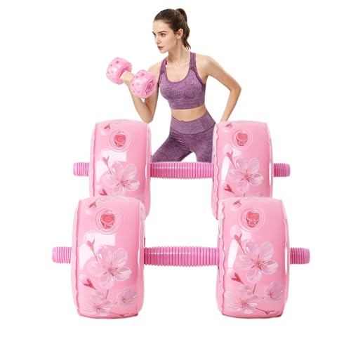 Travel Weights Water Filled Dumbbell Set of 2,6LB Hand Weights for Women at Home Gym Exercise Training - color: Cherry Blossom