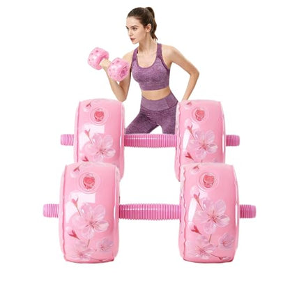 Travel Weights Water Filled Dumbbell Set of 2,6LB Hand Weights for Women at Home Gym Exercise Training - color: Cherry Blossom