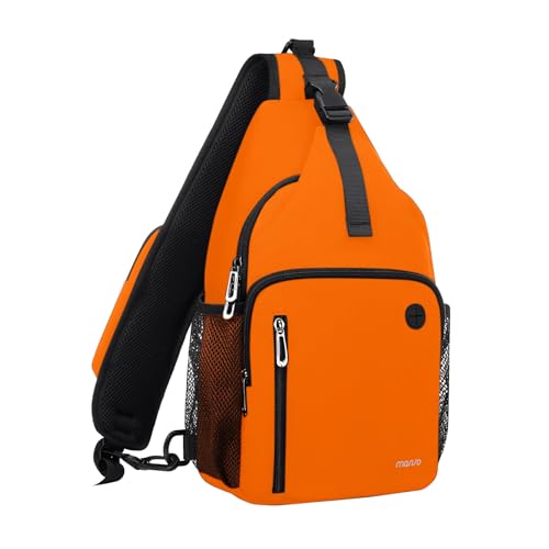 MOSISO Sling Backpack Bag, Crossbody Shoulder Bag Travel Hiking Daypack Chest Bag with Front Square Pocket&USB Charging Port - color: Orange