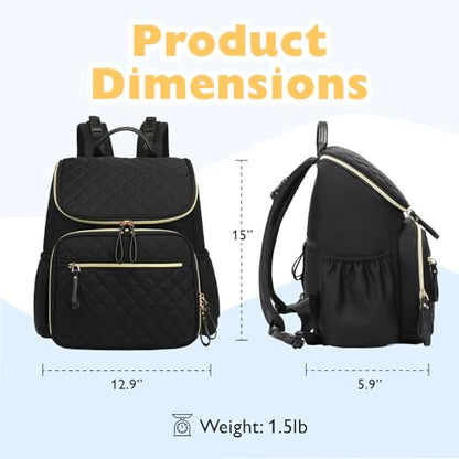 LORADI Lightweight Diaper Bag Backpack, Baby Shower Gifts, Black-gold | Stroller Clips, Insulated Pockets, Water-resistant, Easy to Clean, Durable - color: Black-gold