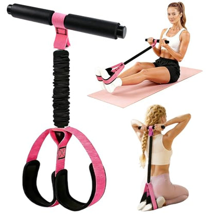 Upgrade 75 LB Pedal Resistance Band with Handle, Multifunction Tension Rope with Thickened Latex Tubes and Soft Foam Fabric Foot Pedal,Puller Resistance Band for Abdomen, Waist, Arm, Core/ABS, Leg
