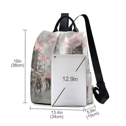 ALAZA Paris Eiffel Tower Couple Pink Floral Backpack Purse with Adjustable Straps - color: Multi 8