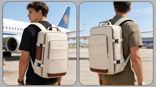 Travel Backpack with Separate Shoe Compartment Laptop Bag for Business/Leisure,Water-Resistant Durable Backpack (Beige)