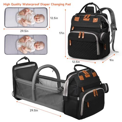 Baby Diaper Bags with Changing Station Multifunctional Waterproof Diaper Bag Backpack Travel Baby Bag with Changing Pad, Pacifier Case,Baby Essentials(Black) - color: Up-black
