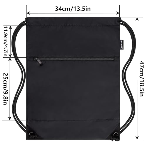 HOLYLUCK Drawstring Bags Backpack Sackpack Cinch Bags for Sports, Gym, Travel, Beach (Black) - color: Black