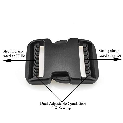 SGH Pro Extra Thick Hard Plastic Materials Military Grade Dual Adjustable Quick Side Release Buckles 2 Inch Wide 3 Pack Clips Snaps No Sewing Replacement for Nylon Strap Webbing Boat Cover Backpack - size: Extra Thick Dual Adjustable 2 inch 3 pieces