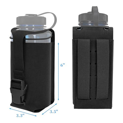 Water Bottle Pouch Molle,Water Bottle Holder with Quick Release Buckle for 32oz Water Bottle,Water Bottle Carrier for Backpack Belt Vest - color: BLK