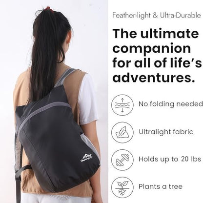 Ultra Lightweight Travel Foldable Backpack,Water Resistant Reusable Hiking Daypack for Camping Outdoor for Women&Men - color: Grey