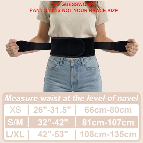 Slim & Narrow Back Brace for Lower Back Pain Women and Men, Lightweight & Thin Back Support Belt for Sciatica, Herniated Disc Relief, Breathable Lumbar Support Belt with Dual Adjustable Compression-XS - size: XS (Waist: 26"- 31.5 “)