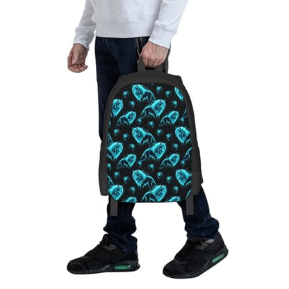Lightweight Polyester Daypack Cool Cyan Wolf, Anti Theft Large Capacity Travel Hiking Backpack Unisex Carry On Bag for Outdoor Commute Business Use - color: Design (211)