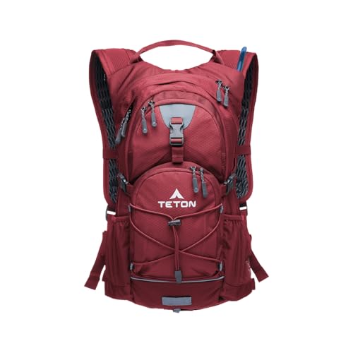 Teton Oasis/Trailrunner Hydration Backpack – Lightweight Water Pack with 2L/3L Bladder for Hiking, Running, Cycling, Biking 18L/22L Sizes – Sewn-in Rain Cover – Fits Men and Women - color: Pomegranate, size: 22 Liters