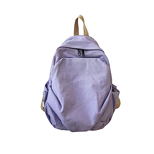 Women's canvas bag, men's and women's large capacity leisure backpack, men's and women's travel backpack (Purple,One Size) - color: Purple