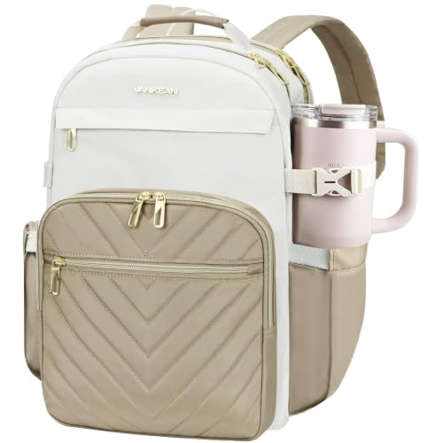 VANKEAN Laptop Backpack for Women (BEIGE-KHAKI, 17.3 Inch) - color: Beige-khaki, size: 17.3 Inch