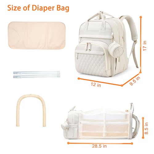 Astro alan Baby Diaper Bag with Changing Station, Waterproof Diaper Bag Backpack for Moms Dads with USB Charging Port, Baby Shower Gifts, Large Capacity diaper backpack, Beige - color: Vegan Leather Beige