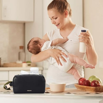 Small Cooler Bag,Freezable Snack Bag,Lunch Bags For Women,Built-in Ice Packs to Keep Food Fresh,Mini Cooler,Breastmilk Cooler,Suitable For Work and Travel - color: PU Black