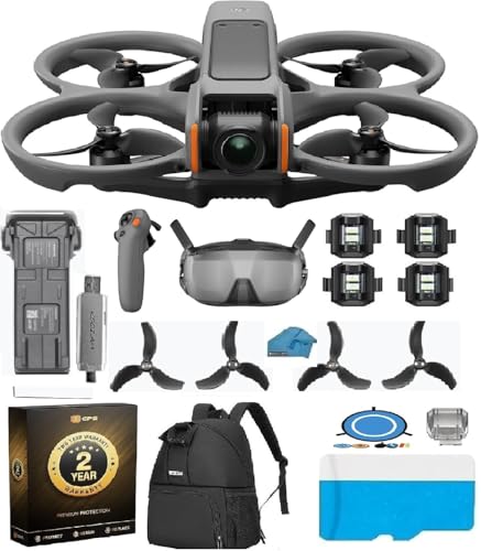 DJI Avata 2 Fly Smart Combo with 2-Year Warranty | 1-Battery FPV Drone Bundle | Goggles N3 & RC Motion 3, 128GB MicroSD, Travel Backpack, Landing Pad & Strobe Lights