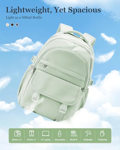 Waterproof Aesthetic Backpack For School, Cute High School Bookbag For Teen Girls Boys, Lightweight Casual Daypack Backpack For Women Men, College Backpack With Lots Of Pockets（MintGreen） - color: Mintgreen