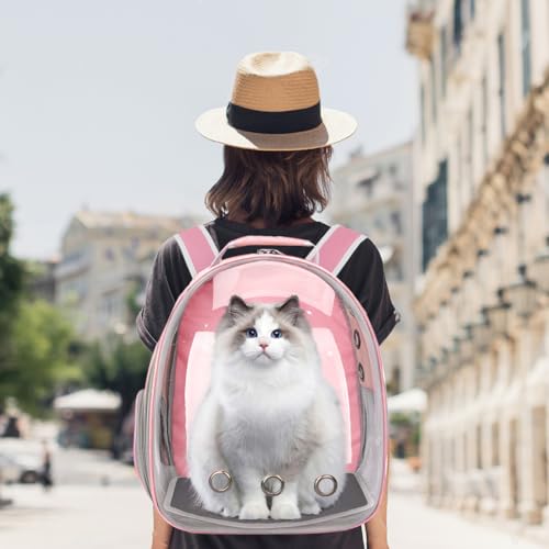 Pet Backpack Carrier,Bubble Backpack Cat Carrier,Pets and Small Dogs,Space Capsule Pet Carrier for Traveling, Walking, Hiking and Outdoor Activities (Pink) - color: Pink