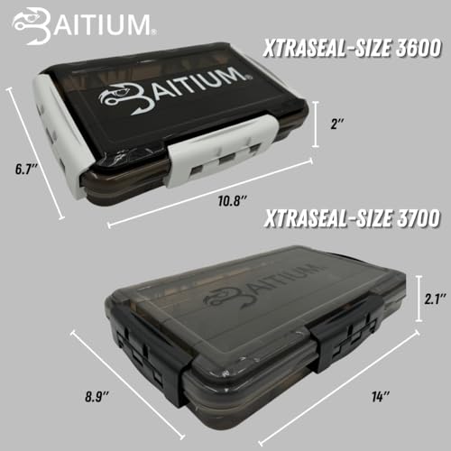 Baitium XTRAseal Waterproof Fishing Tackle Box Organizer, Tackle Boxes With Dividers, Tacklebox for Fishing, 3600 3700 Tackle Tray, Fishing Gear - size: 2-Pack 3700 (14" x 8.9" x 2.1")