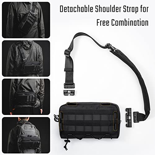 TACTICAL_GEEK Cache L3 EDC Sling Bag Chest, Lightweight Shoulder Daypack, 500D Nylon, Travel Hiking Concealed Carry, Crossbody Bag, Tactical Backpack, Hiking Ambidextrous Strap Black - color: Black